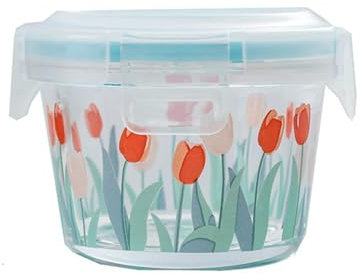 Jarsense Tulip 130 ml runder tragbarer Obst- und Nussspender, versiegelte Box mit Deckel, Glasflasche, Haushalts-Mini-Crisper, Lebensmittelqualität, Marmeladenbox, Dosierung, Snackbehälter, Geschenke