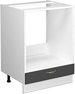 Vicco Herdumbauschrank Fame-Line, Herdschrank, Anthrazit-Gold/Weiß, 60 cm, AP Eiche