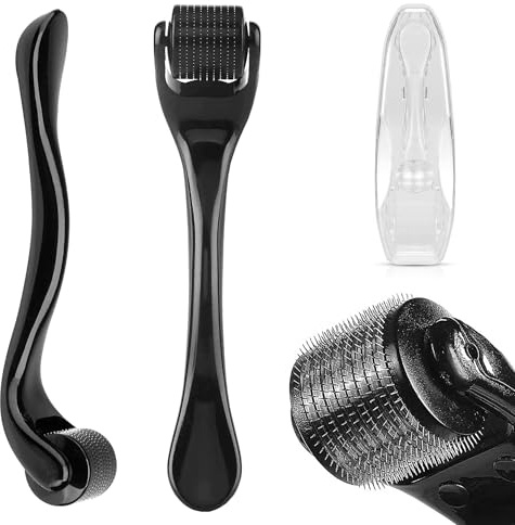OioTuyi Derma Roller 0,5 mm pour soins des cheveux et de la barbe, rouleau Dermaroller pour la croissance des cheveux, rouleau à micro-aiguilles, pour hommes et femmes, Dermaroller pour barbe et cuir