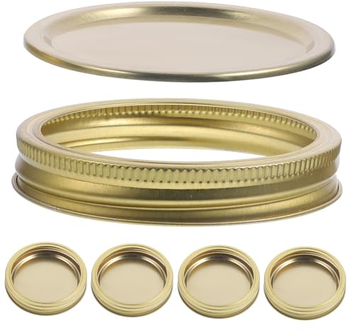 OKUMEYR 5sets Canning Jar Lids Tinplate Leak Lids for Wide Mouth Jars Airtight Food Storage