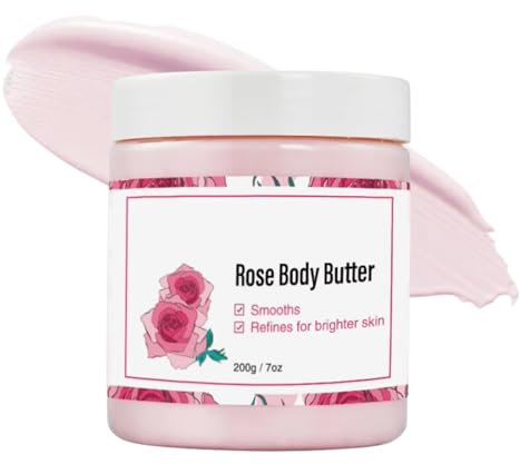 Rose Body Butter for Women - Body Butter for Dry Skin - Natural Moisturiser - Rose Body Moisturiser for Hydrating,Nourishing,Firming - Skin Care Rose Butter Moisturiser - Softens and Smooths Skin