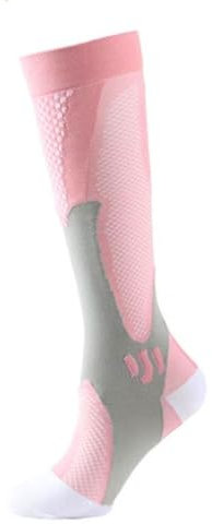 Calcetines Medias de Compresión Mujer y Hombre. Medias Altas para Running o Ciclismo con Tecnología Compresiva Graduada. Largos de Deporte. (Número 40-46, Rosa)