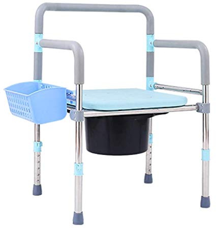Toilettenstuhl, Toilettenstuhl, Duschstuhl, zusammenklappbar, bariatrischer Toilettensitz mit Sicherheitsstahlrahmen, extra breit, gepolstertes Kissen für Erwachsene