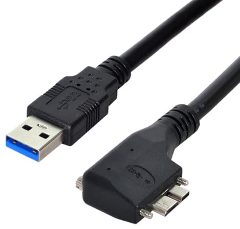 chenyang Micro USB 3.0 Kabel USB 3.0 Stecker auf Micro B Stecker 90 Grad rechtwinklig Datenübertragungs Verlängerungskabel mit Montageplattenschrauben 5.0M