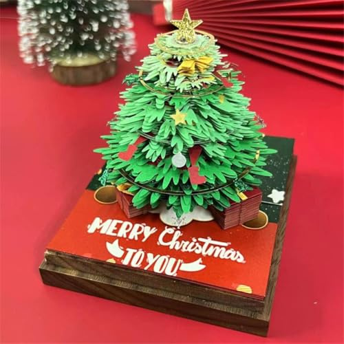 Bloc-notes 3D en forme de sapin de Noël avec lumière, sculpture sur papier à déchirer, notes adhésives 3D pratiques, calendrier panoramique, calendrier artistique, sculpture, cadeau de Noël (arbre de