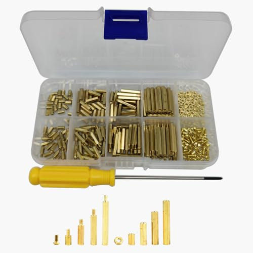 GTIWUNG 340 Pezzi M2 Ottone Maschio Femmina Esagonale Distanziatore, Esagonale Standoff Vite Dado Pilastro Filettato Kit Assortimento, per Scheda Madre PCB