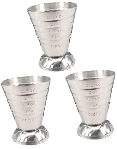 MAGICLULU 3 Piezas Barra Jigger De Onzas Vaso Medidor Taza De Tiro De Medición Barra De Jigger Taza Medidora Silver