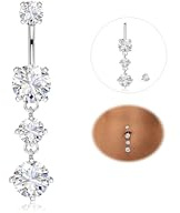 YADOCA 14G Bauchnabelpiercing Titan Silber Gold Piercing Bauchnabel Lang CZ Bauchnabelpiercing Ring Körperpiercing Schmuck