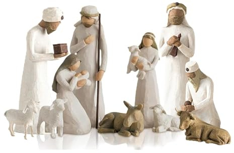 Julkrubba set född scen figur 10 delar, figurer födelse scen harts, födelse belen jul, jul födelsestyrka med figurer, julfödelsestyren, helig familj familj dekoration