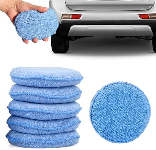 XUZOPIM 6 Piezas Almohadillas Aplicadoras De Cera De Microfibra Para El Cuidado Del Auto Almohadilla Aplicadora De Microfibra Con Bolsillo Para Los Dedos Para Autos Camiones Pulido Fino (12.5 Cm)