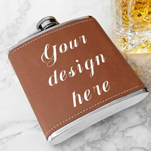 Flasque personnalisée en cuir pour homme, flasque en cuir personnalisée, flasque personnalisée, flasque avec nom personnalisé (personnalisé)