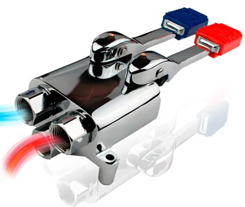 Ricambio tecnico | Rubinetto a pedale doppio miscelatore per acqua fredda e calda | Acciaio inossidabile | Pedali a pedale con indicatori di colore | Ideale per cucine industriali e ambienti sanitari