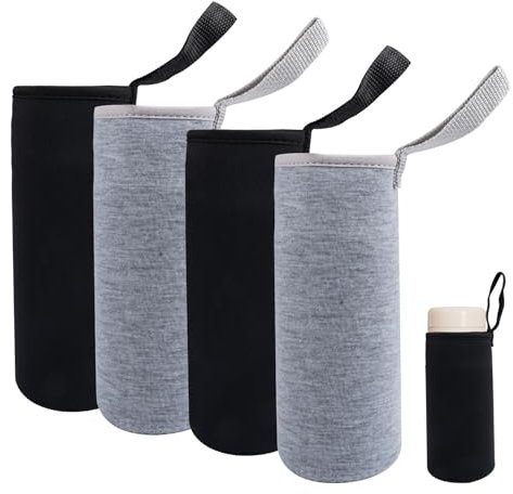 4 Stück 550 ml Neopren-Flaschendeckel, Thermosflasche für 550 ml Wasserflaschen, für Outdoor-Sport, Camping, Reisen, Schwarz, Grau