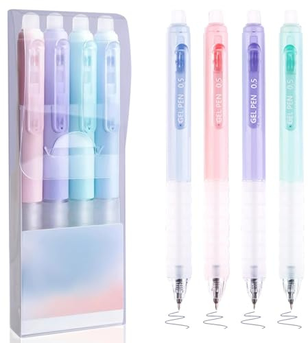 CEJAS 4 Stück Radierbarer Kugelschreiber, Blau Radierbare Stifte, 0.5MM Radierbarer Tintenroller Studenten Geschenk Schule Bürobedarf Schulsachen