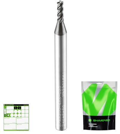 SHARPRO VHM Schaftfräser Metall Hartmetallfräser Für CNC-Fräser 4mm Schaft | 2mm Schnittdurchmesser AlCrN-beschichtet für Holz, Metall Acryl Kunststoff 4-Flöte Spiralfräser Drill End Mill Fräser Bit