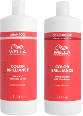 Wella Professionals Color Brilliance 2er Set – Shampoo für feines Haar (1L) & Conditioner für dickes Haar (1L) – Farbschutz, Anti-Gelbstich, Glanzpflege für coloriertes Haar