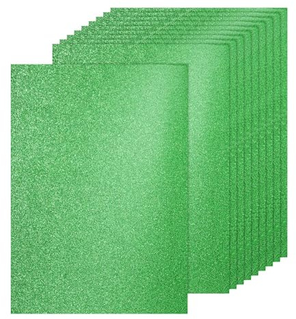 PATIKIL 20Sheets Grass Green Glitter Cardstock, 8.3x11.7 in A4 Glitter Paper Card Stock Shiny Scrapbook 250gsm Sparkly Paper Large Shimmer for Crafts Scrapbook DIY Art Wedding Party