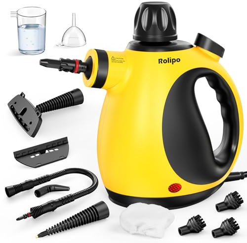 Rolipo Pulitore a Vapore Portatile Pressurizzato Con 11 Accessori e Blocco Di Sicurezza, Pistola a Vapore Multifunzione Per Uso Domestico Per La Pulizia Di Cucina, Bagno, Fughe, Finestre, Grasso