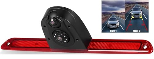 CAMECHO Dual Reversing Camera for Mercedes Benz Sprinter 2007-2019 AHD/CVBS Rear View Backup Camera with Night Vision IP67 Waterproof Wide Viewing Angle Parking Assist Brake Light Mount + 10m Cable*2