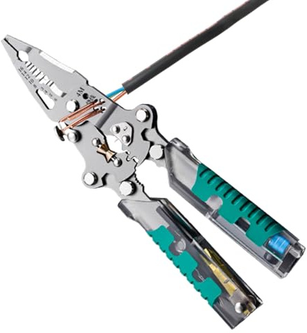 Alicates pelacables | Pinzas para cables con comprobador de tensión, destornillador portátil, pelacables robustos, plegables, para bricolaje, electricistas de coche