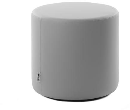 Avalon - Pouf Poggiapiedi Rigido CILINDRO Jazz in Ecopelle Deluxe, Puff Poggiapiedi Divano, Pouffe per Sedersi da Interno ed Esterno, Comodo Impermeabile e Resistente, Made in Italy (40cm-Grigio)