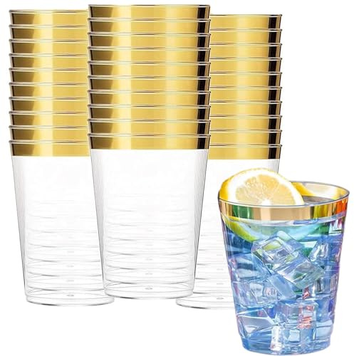 katmerio 30 bicchieri di plastica, 285 ml, con glitter, in plastica, riutilizzabili, da cocktail, riutilizzabili, per matrimoni e feste
