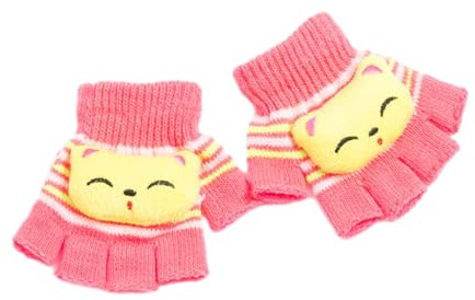 HAISENG Guantes de medio dedo para niños, tejidos a mano, transpirables, gruesos, unisex, guantes de mano para bebés