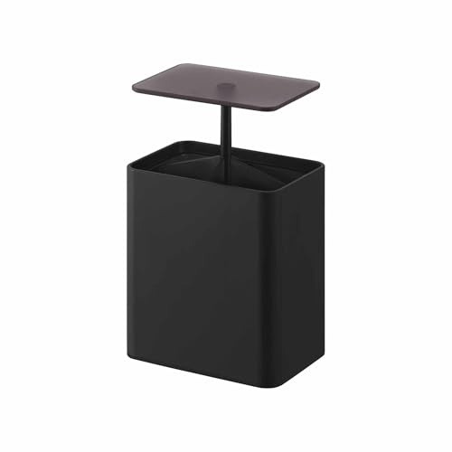 YAMAZAKI Tower Aufbewahrungsbox mit Druckverschluss, schwarz | ABS-Kunststoff / PP, Druckmechanismus zum Öffnen, Halbtransparenter Decke, 6,6 x 9,6 x 10,8 cm, Japanisches Design