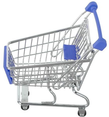KOMBIUDA Miniature Metal Grocery Cart with Wheels for Realistic Supermarket Trolley Pretend Play Accessory Handcart for Dollhouse Decor and Imaginative Role Play