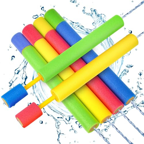 Wasserpistole Schaumstoff Kinder - 6er Set Bunt Wasserspritze Wasserpistolen 38cm Wasserspielzeug 35 Feet Reichweite, Spritzpistole Wasser Pool Spielzeug für Jungen und Mädchen