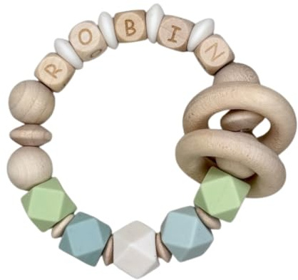 Greifring mit Namen | personalisiertes Babygeschenk | Baby Rassel | Greiflinge | Geburt & Taufe | Tanja Schulz Shop
