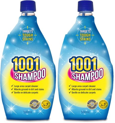 1001 Carpet Shampoo, Perfect For Large and High Traffic Areas, Gentle On Upholstery, Rugs and Carpets, 500 ml (Pack of 2)