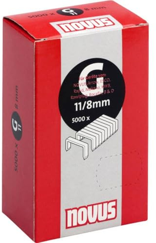 Novus Flachdrahtklammern 8 mm, für Hammertacker, Typ G 11/8, Sparverpackung mit 5000 Klammern, aus verzinktem Stahldraht