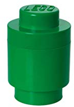 LEGO Storage Brick 1 Knob Round verde, Contenitore Impilabile con Coperchio, 950 ml, Ø123x183 mm, Perfetto per Casa, Ufficio e Cameretta