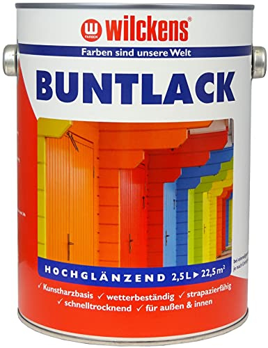 Wilckens Kunstharz Buntlack für Innen und Außen, hochglänzend, 2,5 l, RAL 5010 Enzianblau
