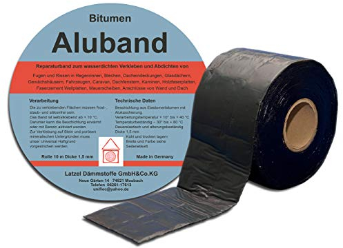 Bitumen Aluband Reparaturband Dichtband Farbe Schwarz 75 mm - Rolle 10 Meter