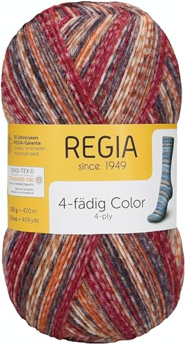 REGIA 4-fädig Color 9801269-04768 cardamom Handstrickgarn, Sockengarn, 100g Knäuel