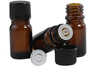 Lot de 10 flacons d'échantillons d'huile essentielle en verre ambré de 5 ml avec orifice et bouchon pour aromathérapie de parfum
