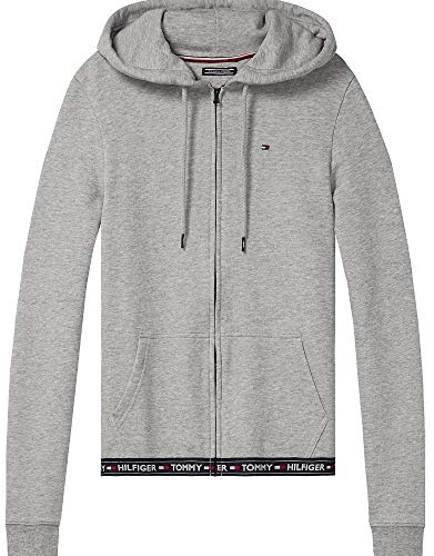 Tommy Hilfiger Damen Hoodie mit Reißverschluss Zipper, Grau (Grey Heather), S