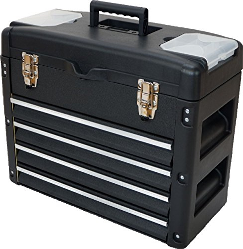 METALL Werkzeugkiste Werkzeugbox Werkzeugkasten Serie 3061 von AS-S, Farbe:Schwarz