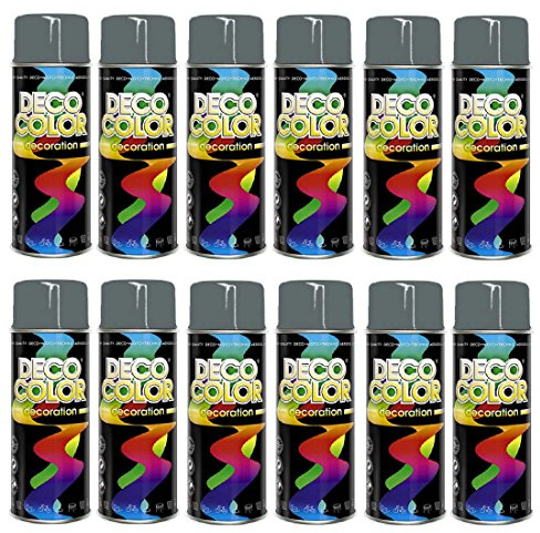 12er Sparpack (1 Karton) Lackspray glänzend 400ml mausgrau glanz RAL 7005