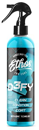 Ethos Defy - Revestimiento de cerámica 3 en 1 - Spray y cera para lavado de coche sin agua - Lavado de cera para automóvil - Capa superior hidrofóbica - Protección selladora de pintura polimérica y