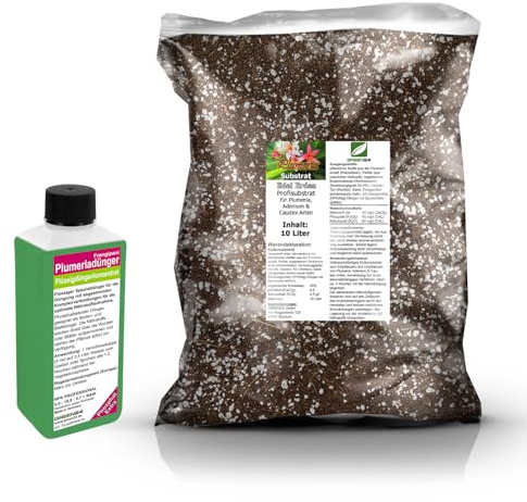 Umtopf - Set für Plumeria/Frangipani/Tempelbaum - bestehend aus 10 Liter Spezial - Substrat und darauf abgestimmten Flüssigdünger NPK Volldünger