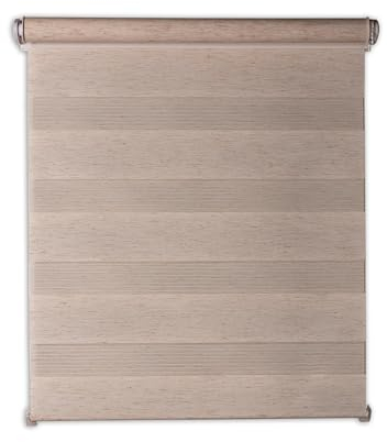 Deco4Me Doppelrollo Klemmfix ohne Bohren - Beige-meliert, 60 x 160 cm - Vario Duo Rollo in Leinen, Holzoptik - lichtdurchlässig & Blickdicht - Stoffbreite 56 cm
