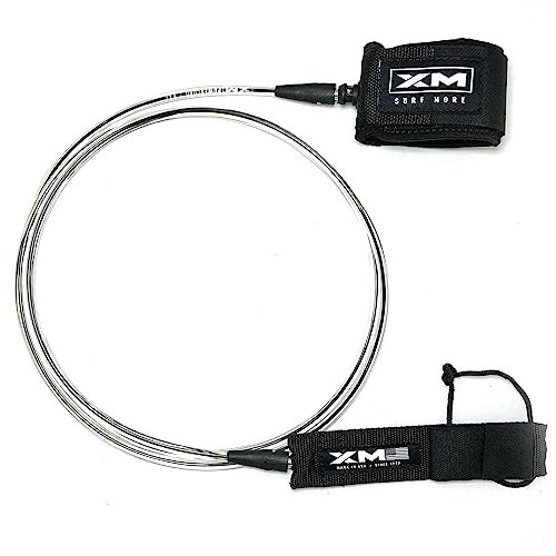 XM SURF MORE CORE Surfboard Leash 7ft., Color at The Core, Regular Cord Thickness (.270 in.), Choose Length and Color, Key Pocket, Unbreakable Swivels, Detachable Railsaver, Made in USA