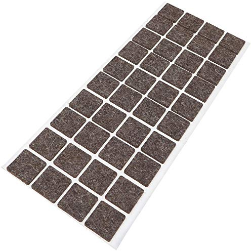 Adsamm® / 40 x feltrini autoadesivi in lana/marrone / 25x25 mm/quadrati/piedini per mobili in feltro naturale extra soft da 3 mm di spessore/pad protettivi per arredi Adsamm® Quality