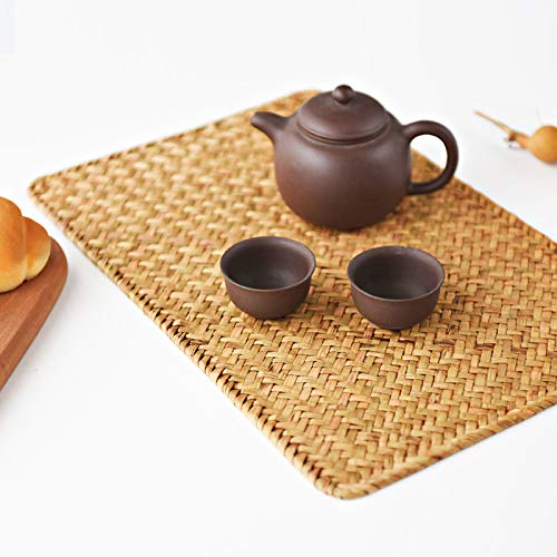 YANGQIHOME 4er Set, Rechteckige Tischsets aus Natürliche Seegras, 43 x 30 cm, Rattan Gewebte Platzsets für den Esstisch