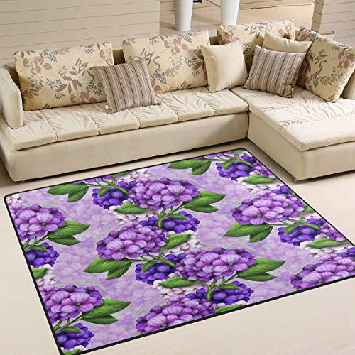 Mnsruu Tapis d'hortensia Violet pour Salon Chambre à Coucher, Tissu, Multicolore, 203cm x 147.3cm(7 x 5 Feet)