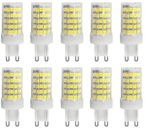 HUAMu G9 LED-Leuchtmittel, 10 W, entspricht 80 W Halogenlampe, 800 lm, kaltweiß 6000 K, 360° Abstrahlwinkel, AC 220–240 V, nicht dimmbar, energiesparend, 10 Stück