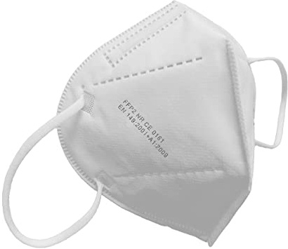 Obbocare - FFP2-Masken mit 5 Schichten. FFP2-Maske mit CE-Zertifikat homologiert. Einzeln verpackt. Hergestellt in Spanien. Weiße Farbe. Schachtel mit 200 Einheiten